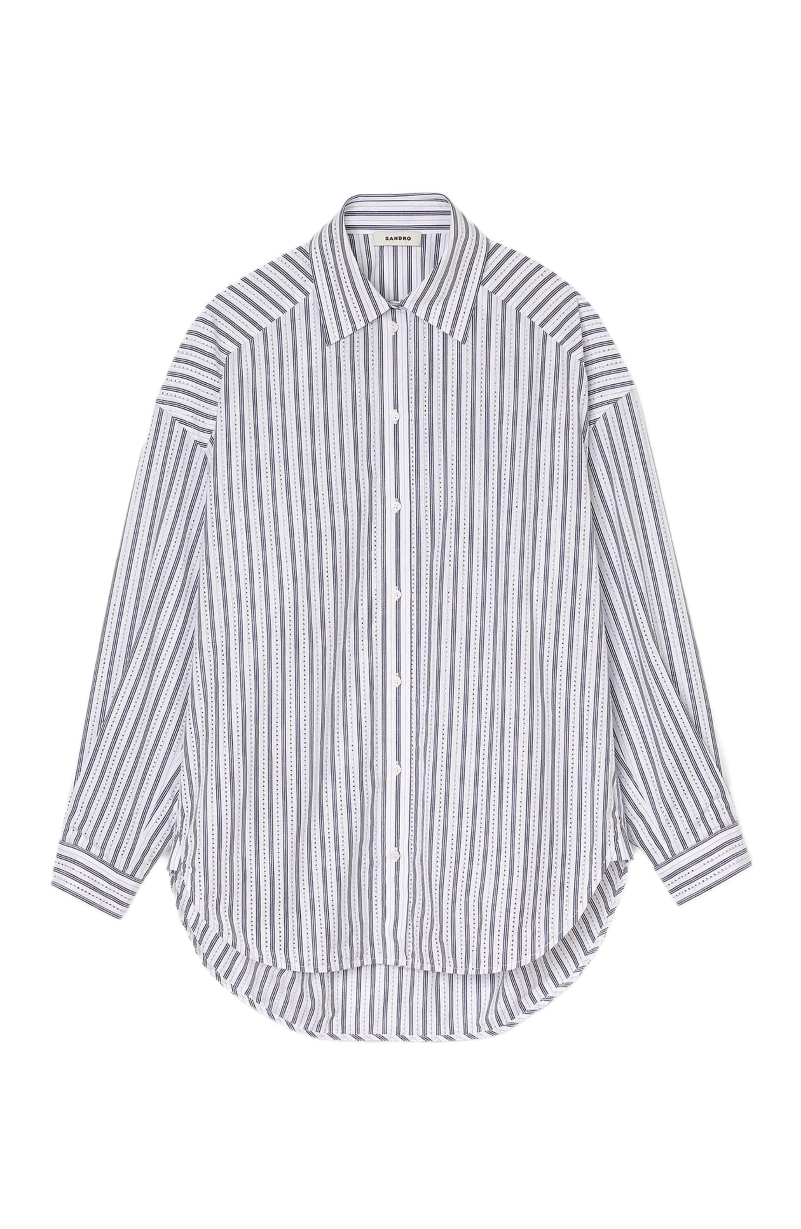 SANDRO Striped rhinestone shirt in White at Nordstrom - 5