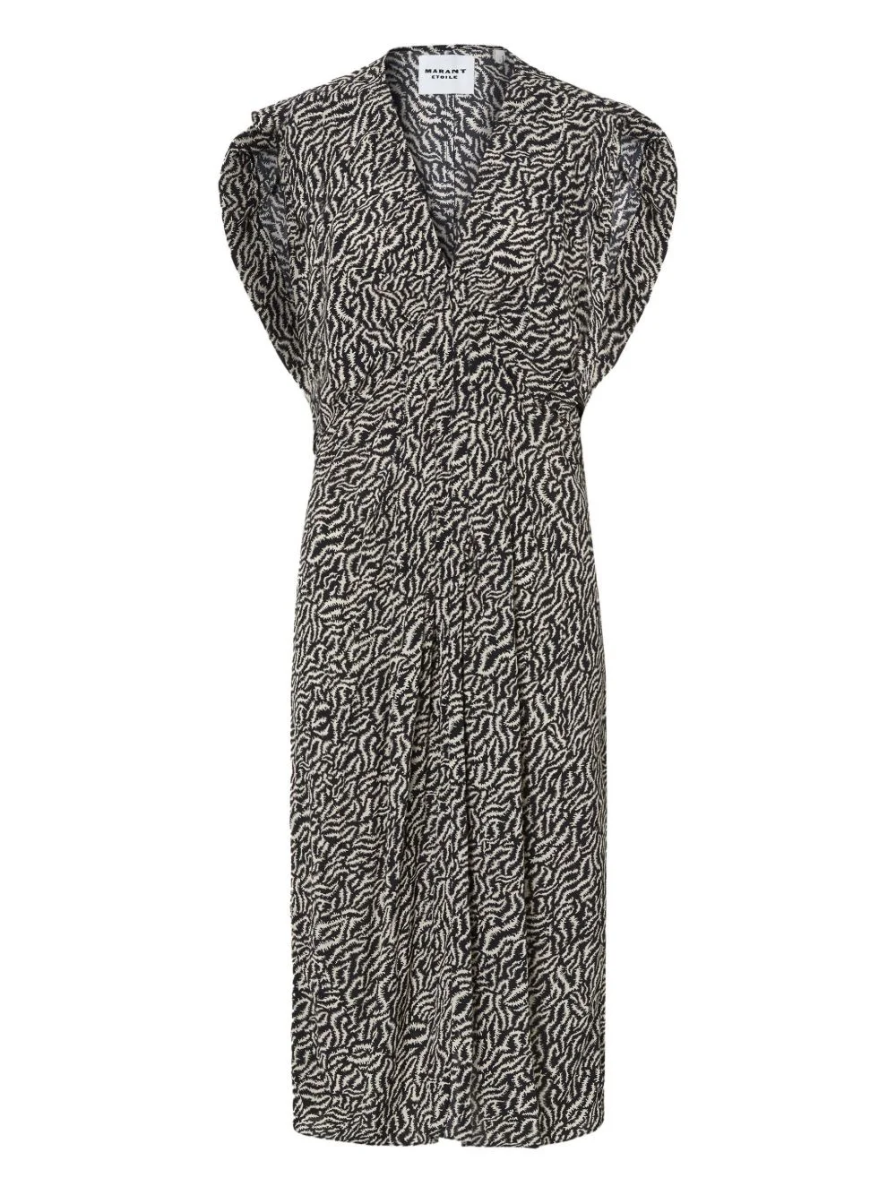 pleated ruffle-sleeve dress - 1