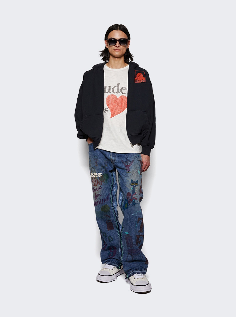 Moonlight Badge Full Zip Hoodie Black - 5