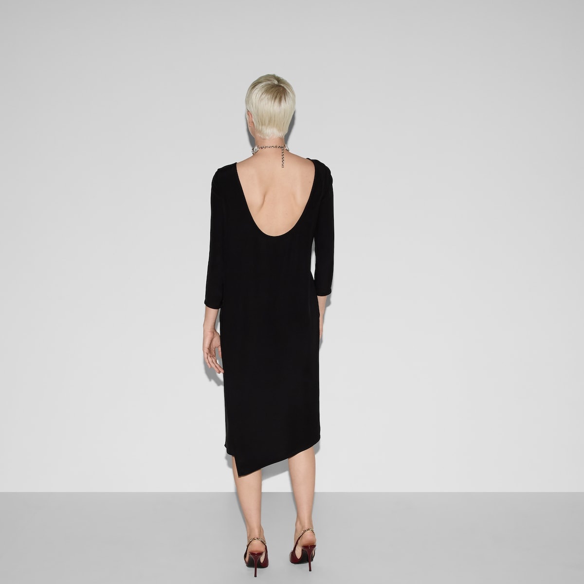 Silk cady mid-length dress - 4