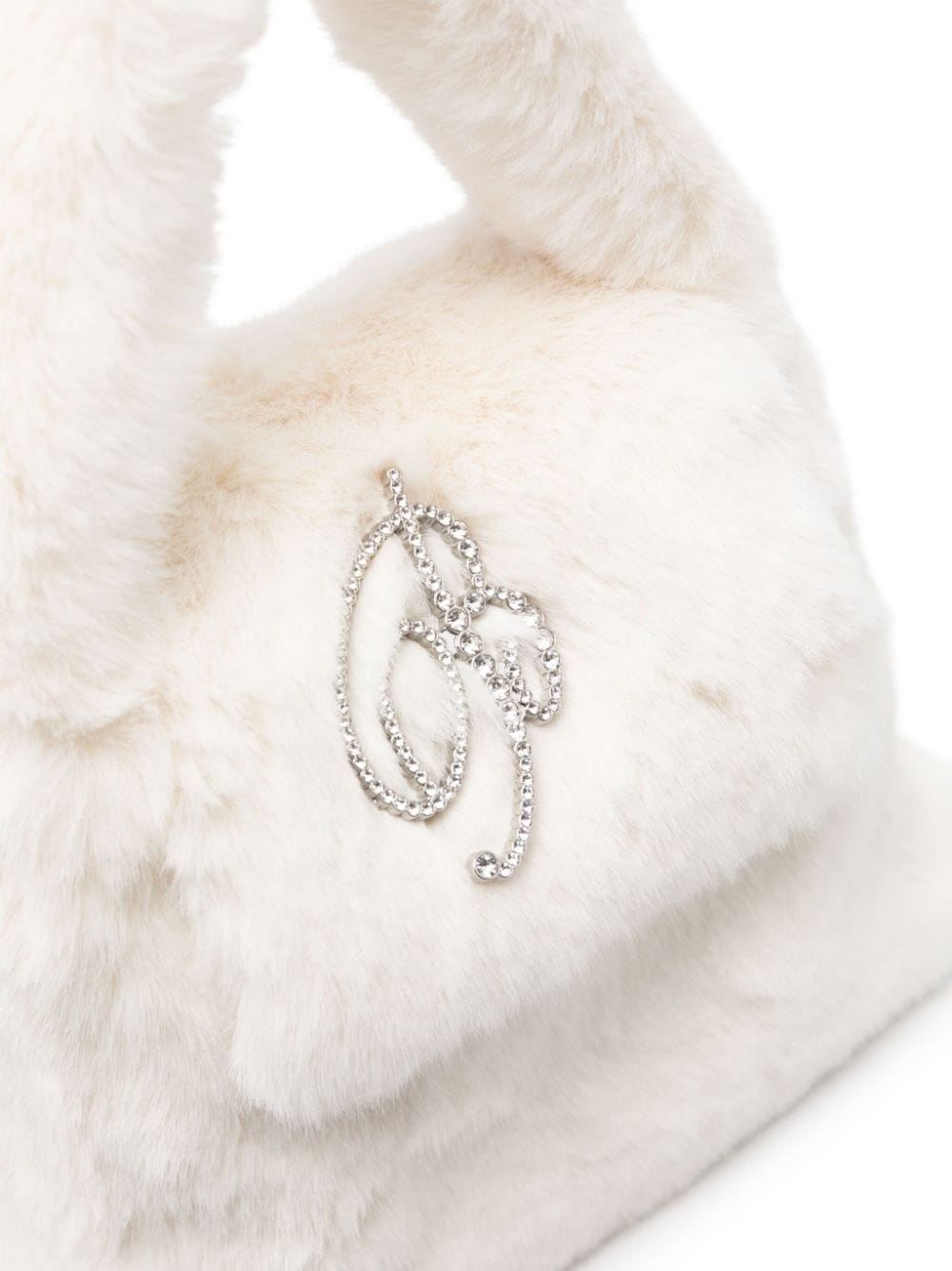 logo lettering faux-fur tote bag - 4