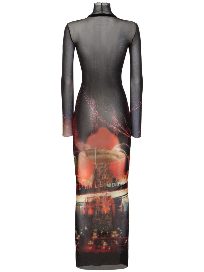 Pigalle printed mesh long dress - 5