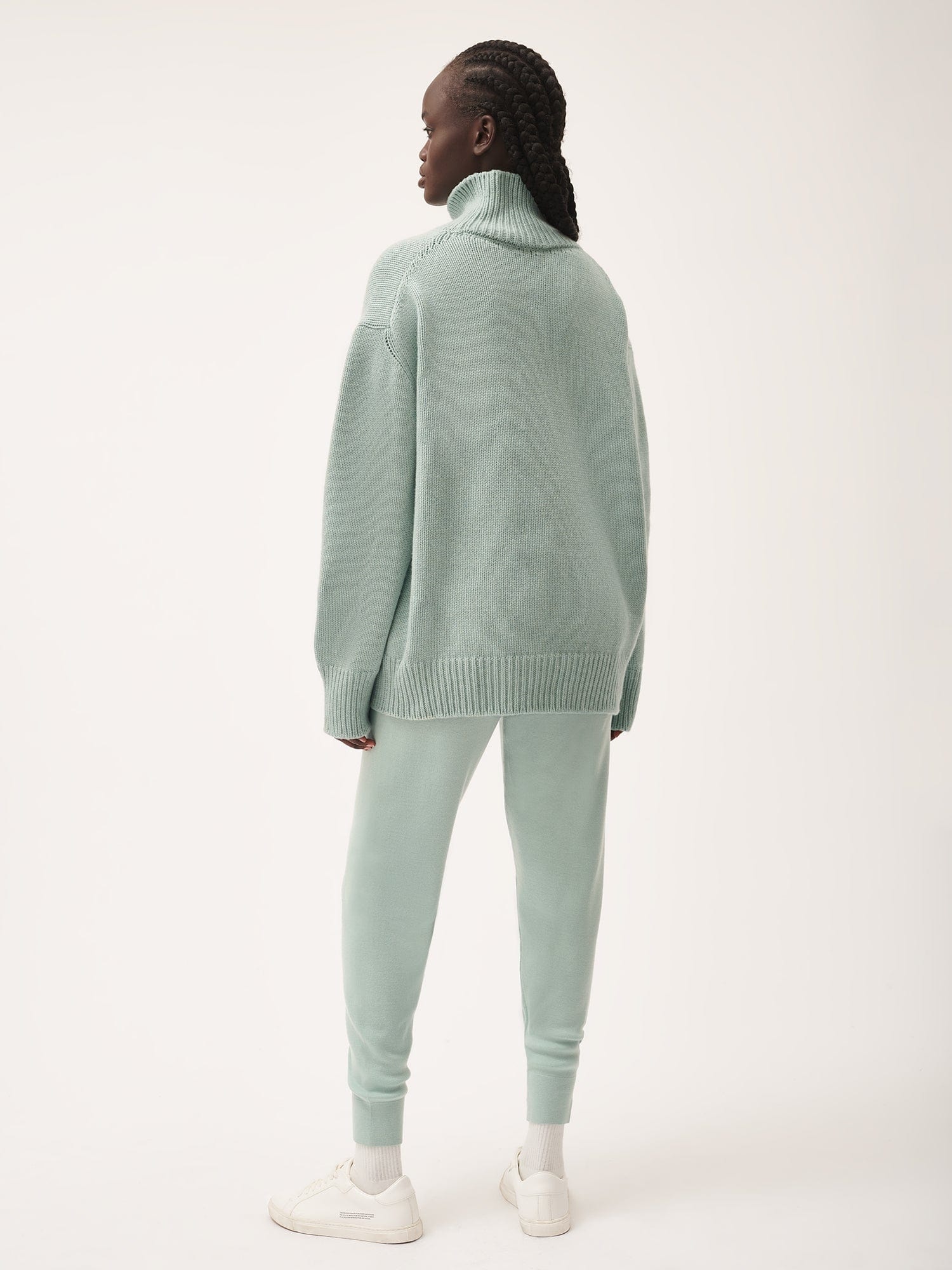 Womens Regenerative Merino Wool Track Pants - Eucalyptus Blue - 3