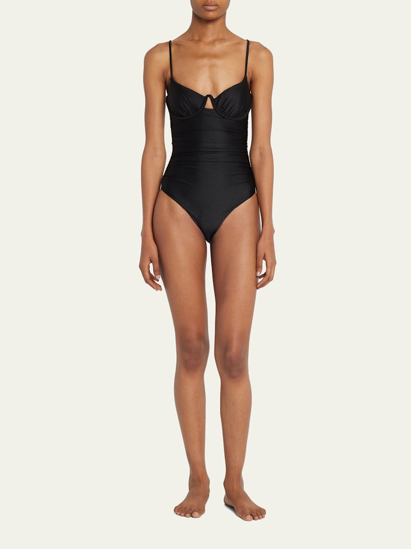SIMKHAI Laine Draped Satin Underwire One-Piece Swimsuit outlook