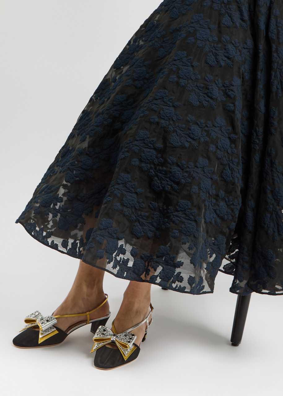 Valentino Bowow 45 Embellished Moiré Pumps - 5