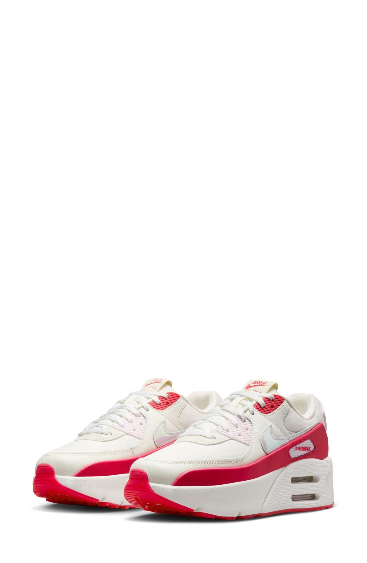 NIKE★WMNS AIR MAX 90 LV8★SAIL/SIREN RED/PEARL PINK Nike Nike Air Max 90 LV8 Platform Sneaker in Sail/Siren Red