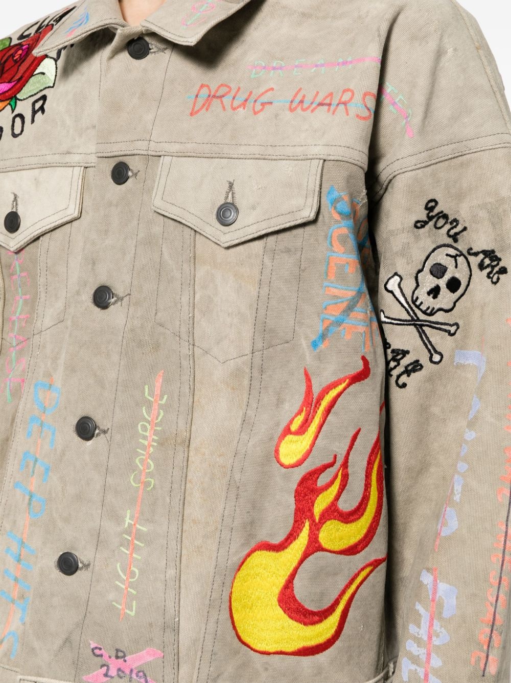 graphic-print button-up jacket - 5