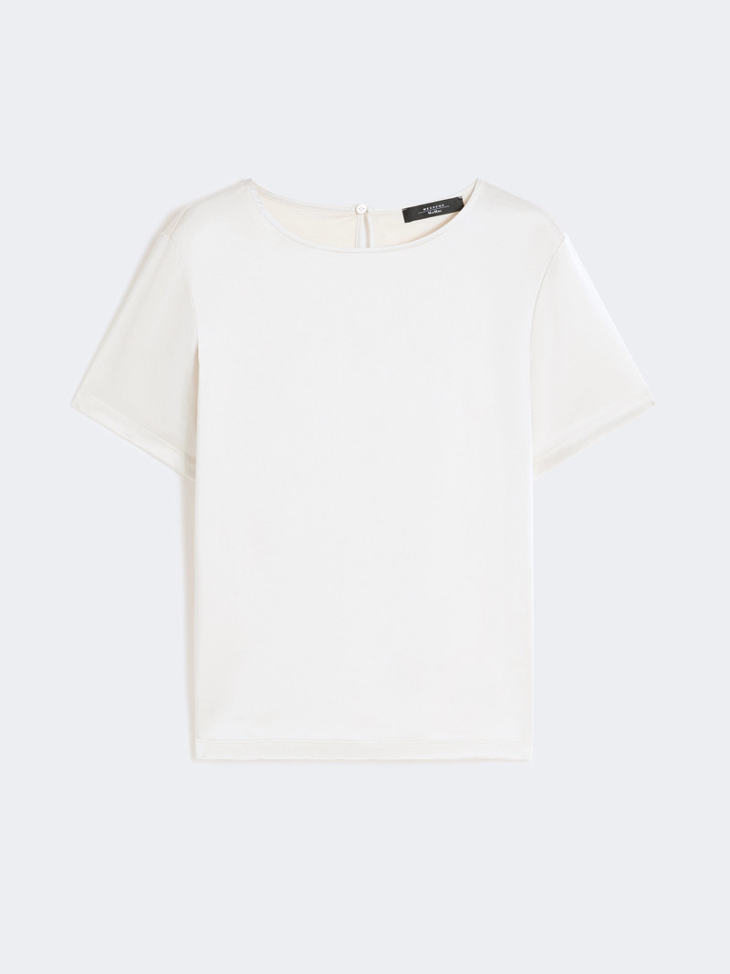ZONA Satin and jersey T-shirt - ECRU 1