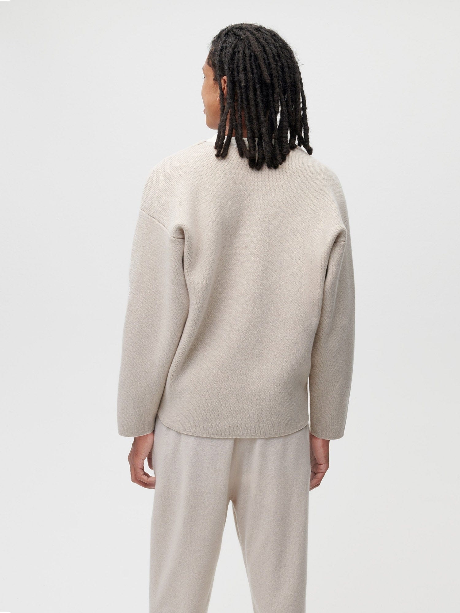 Mens Recycled Cashmere Cardigan - Oatmeal - 3