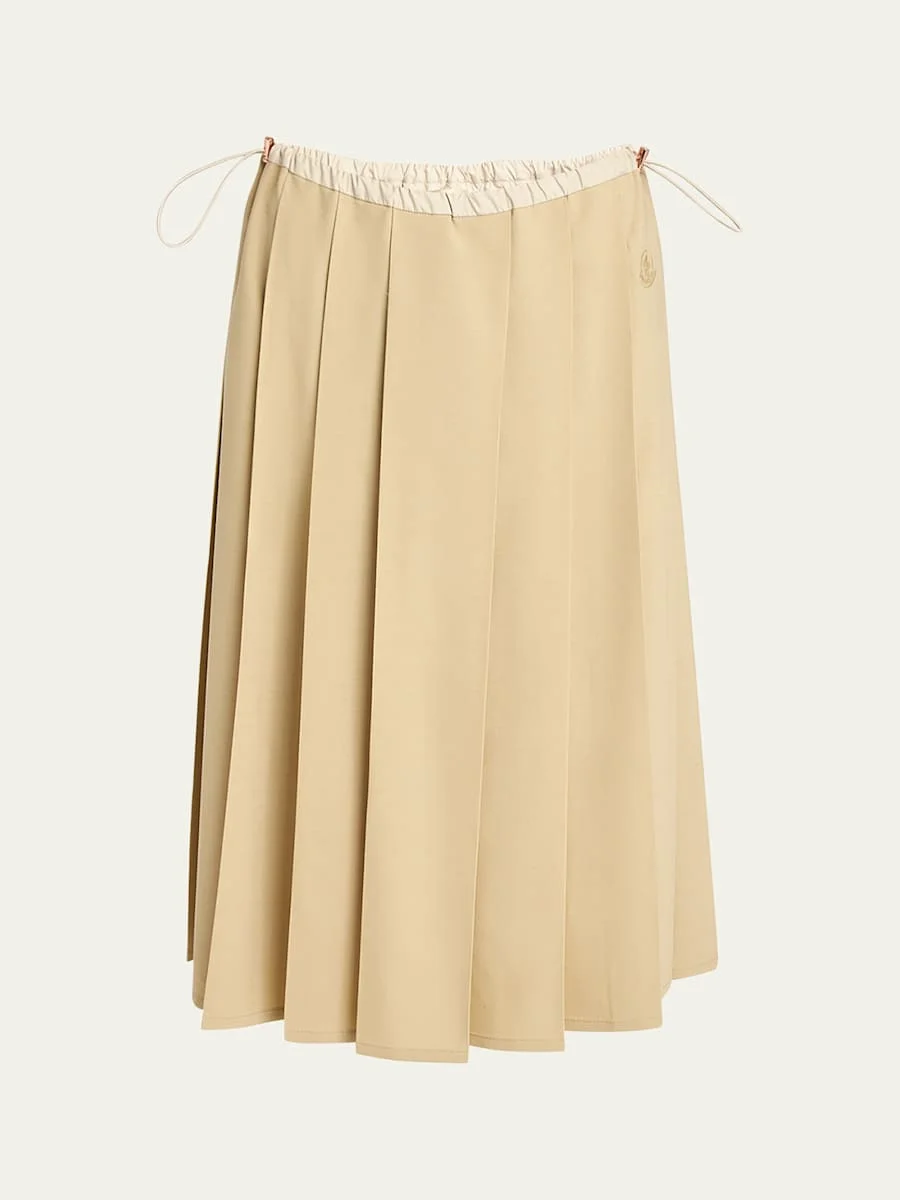 Pleated Drawstring Midi Skirt - 1