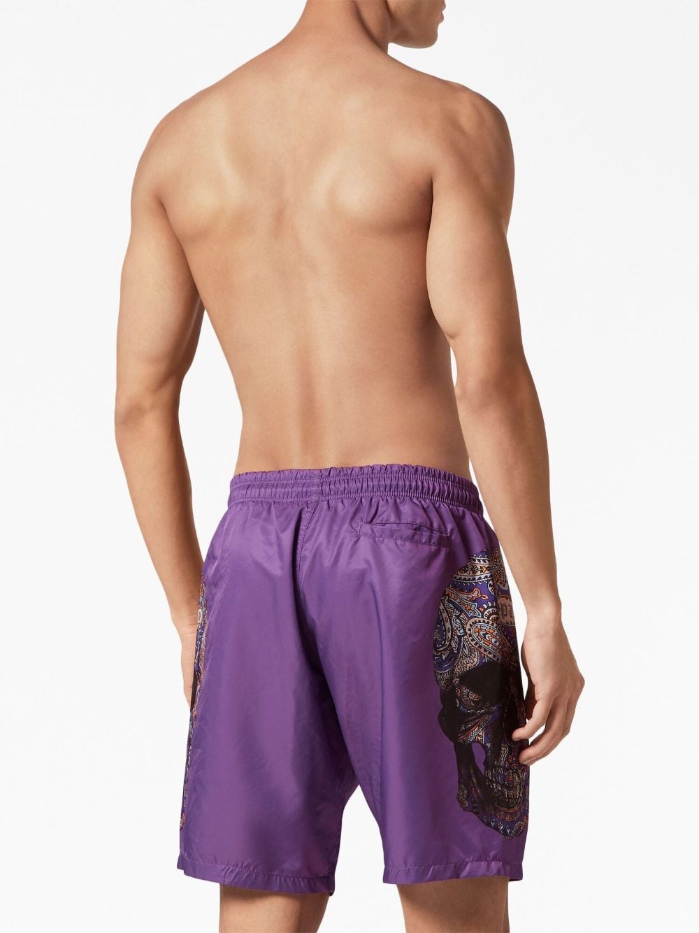 skull-print drawstring swim shorts - 4
