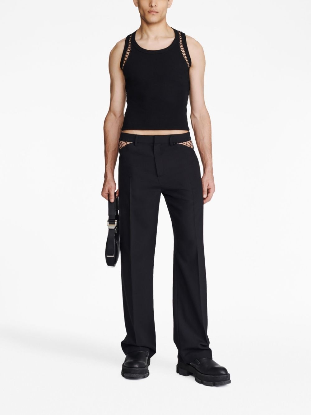 cut-out wool trousers - 2