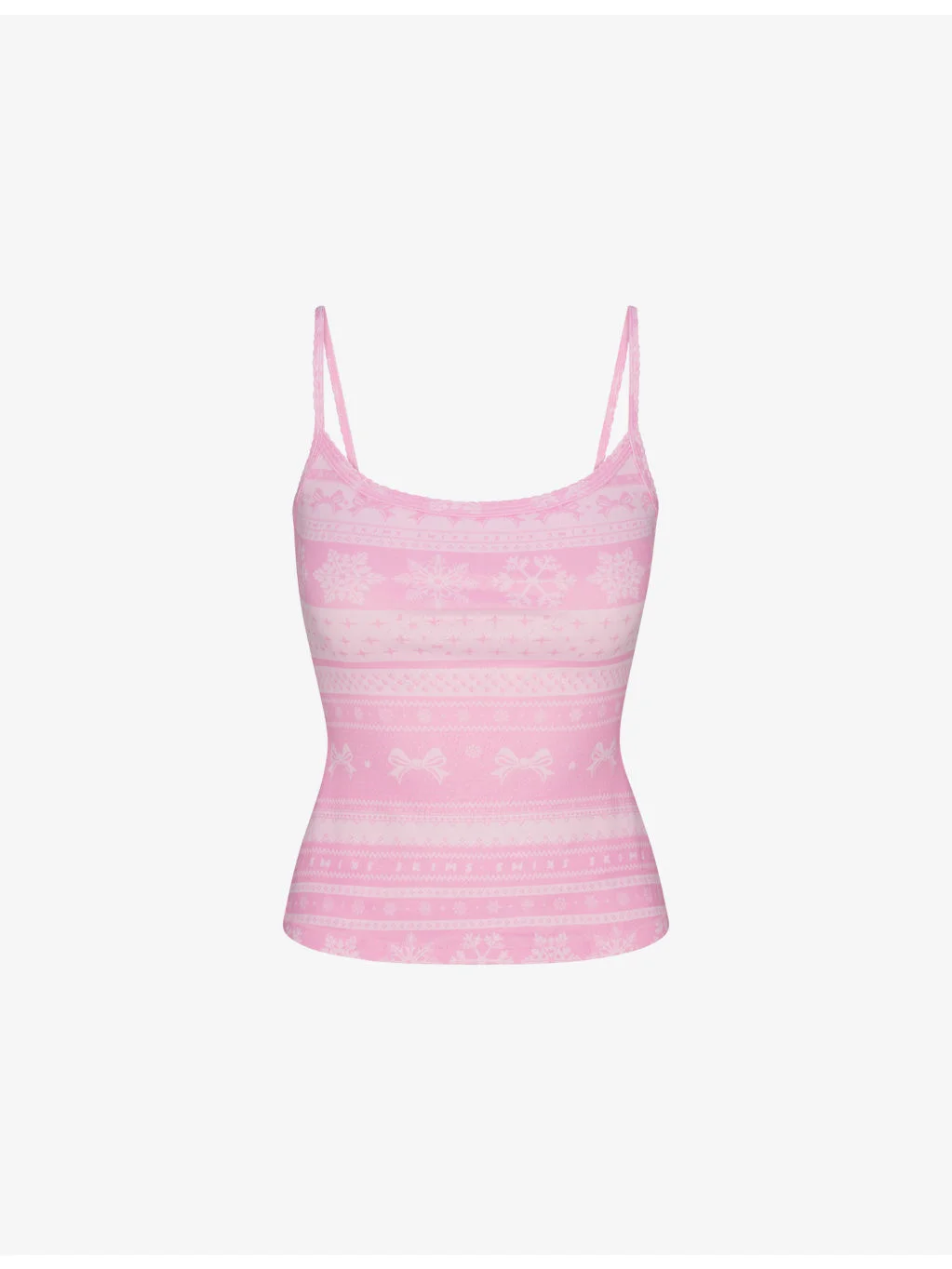 Logo Plush Pointelle Fairisle-Pattern Stretch-Woven Cami Top - 1