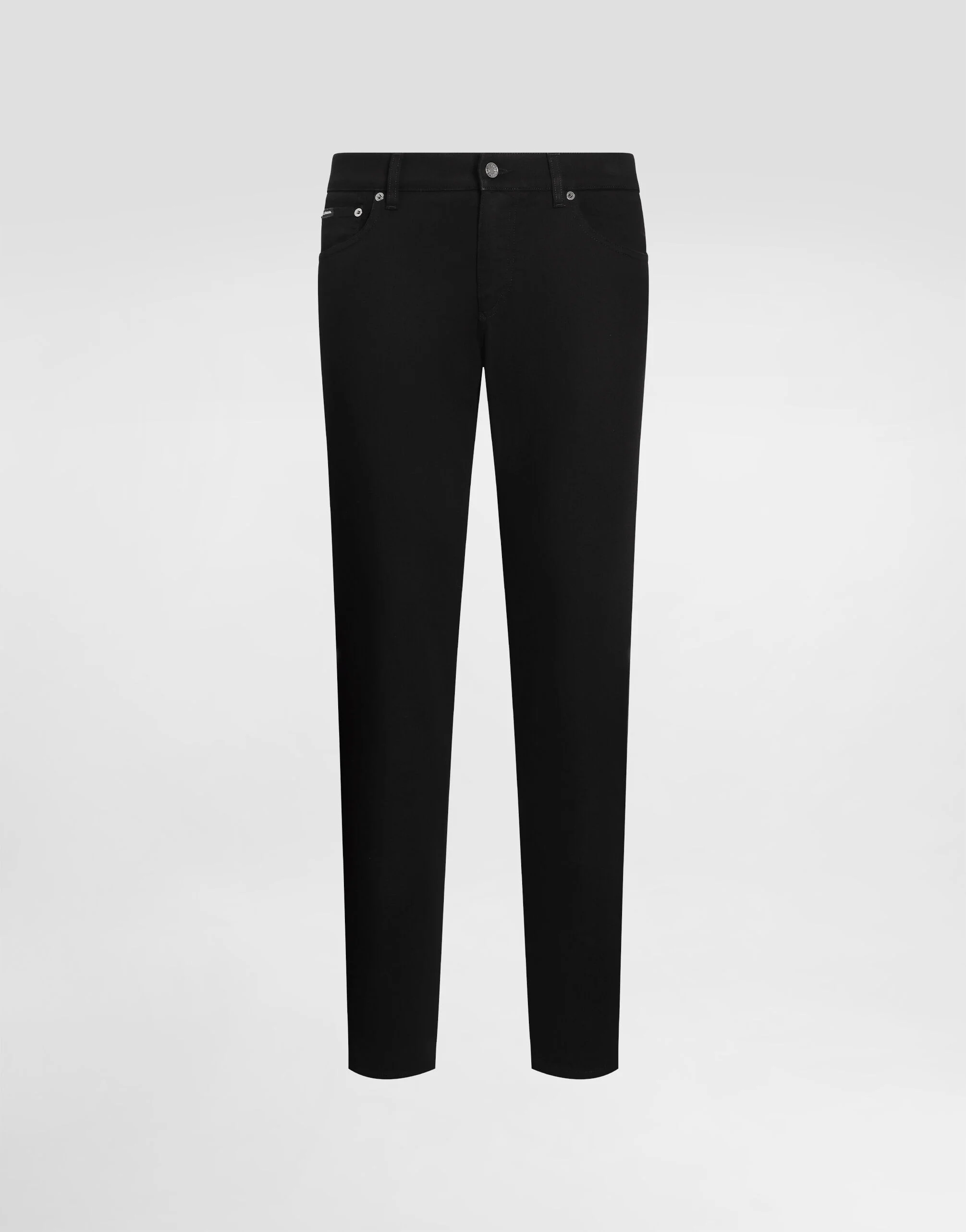 Washed black slim-fit stretch jeans - 1