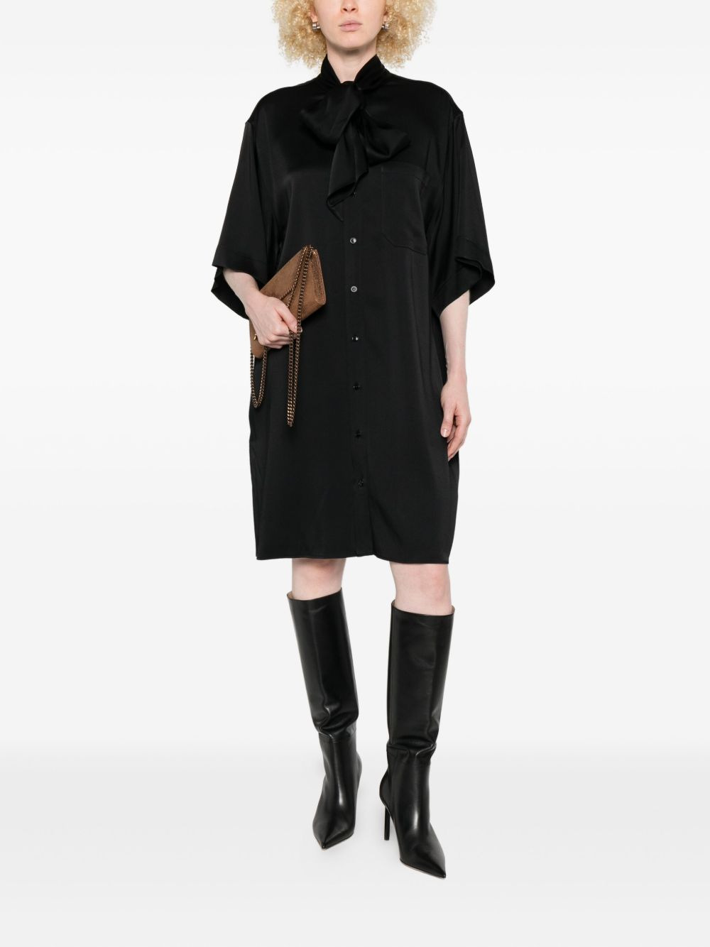 tie-neck pocket mini dress - 2