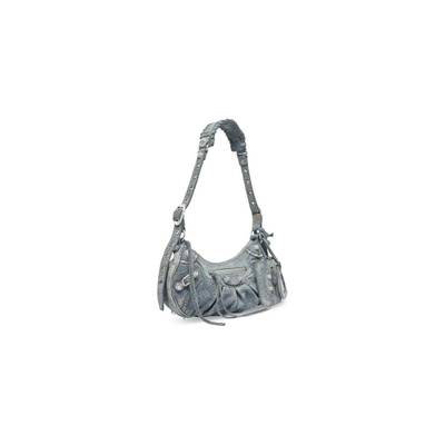 BALENCIAGA Women's Le Cagole Small Shoulder Bag In Denim With Rhinestones in Blue outlook
