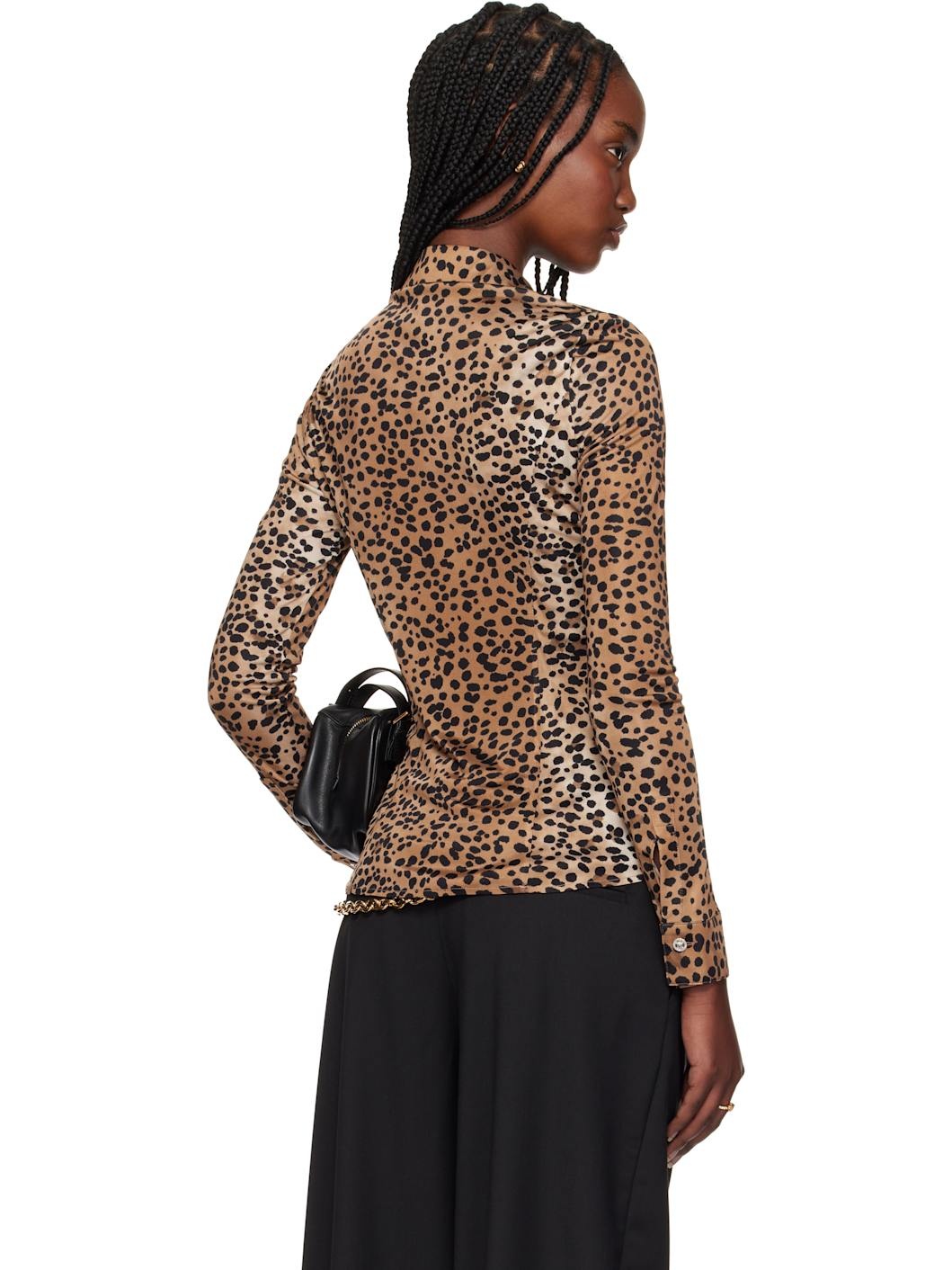 Brown & Black Leopard Fitted Shirt - 3