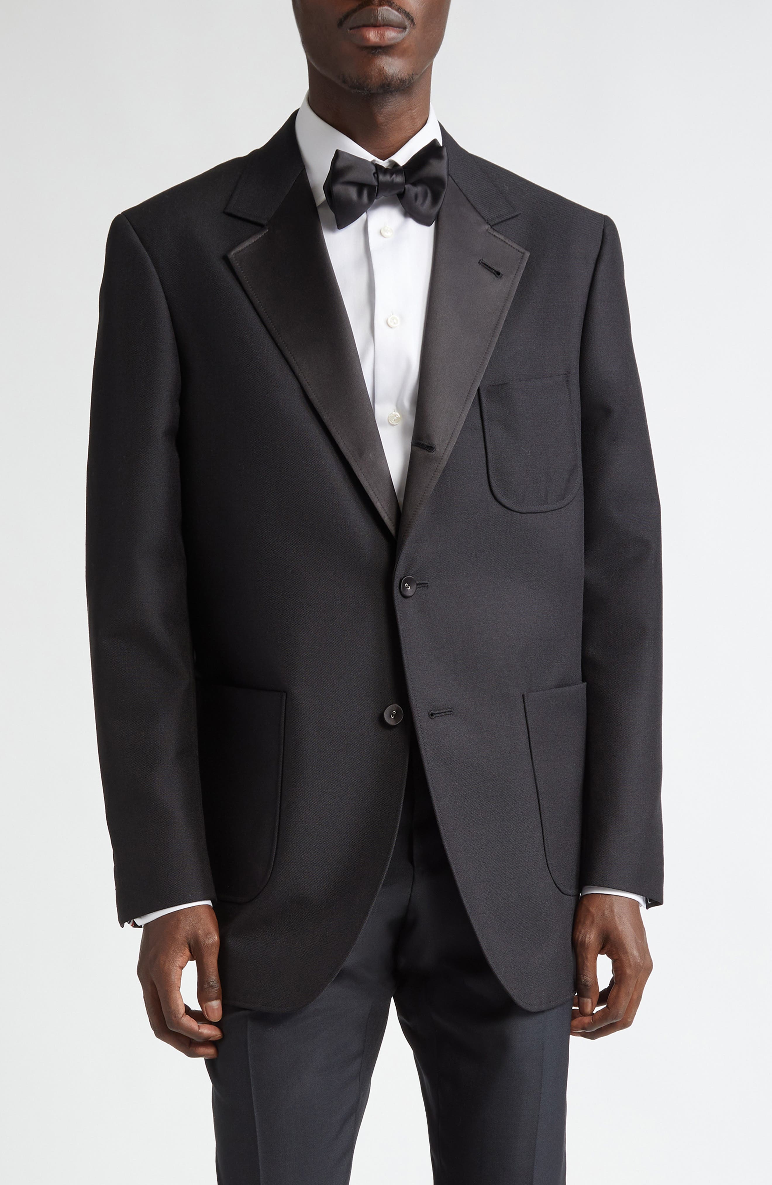 Thom Browne Unstructured Wool & Mohair Tuxedo Jacket in Black at Nordstrom - 1