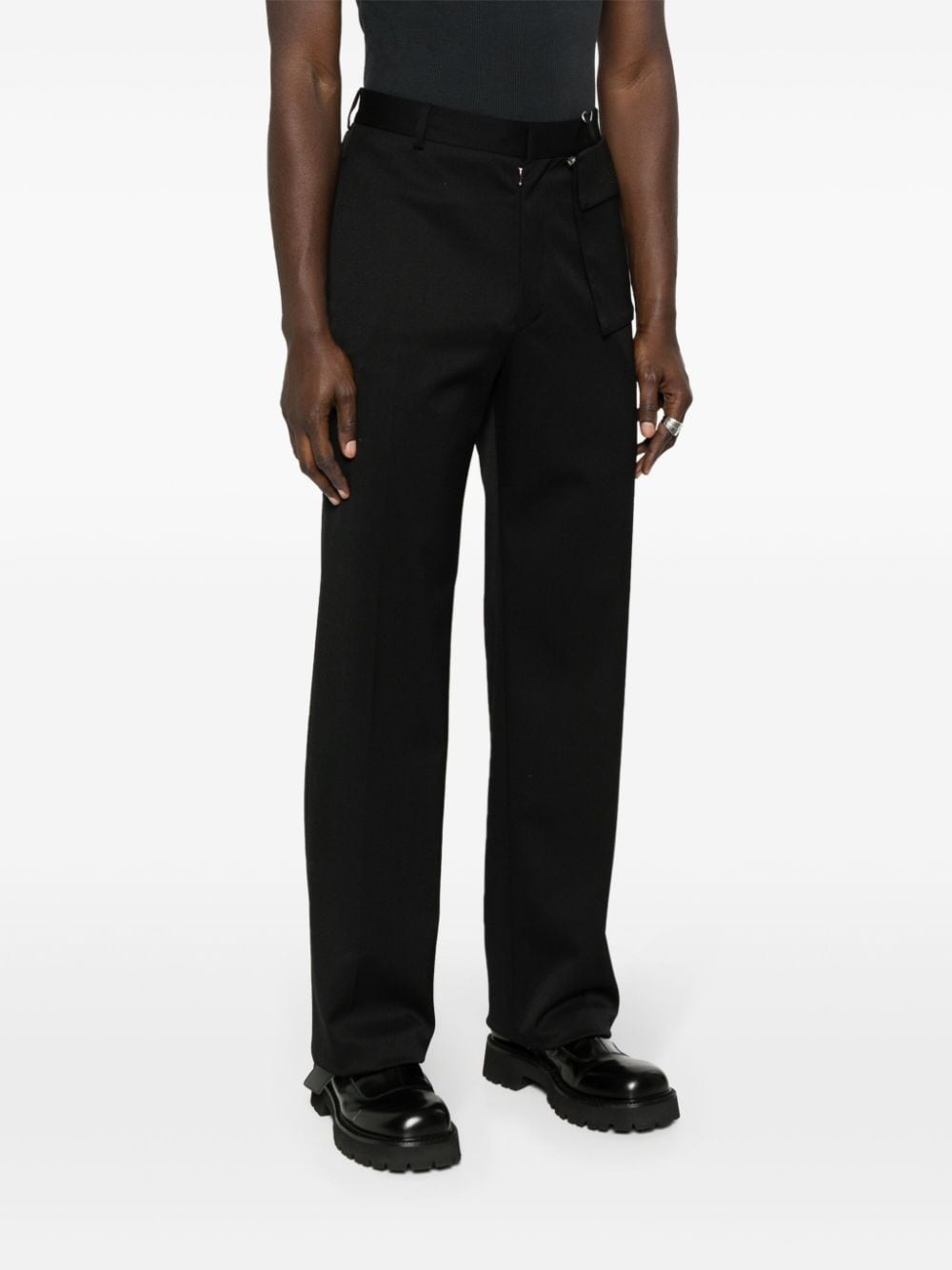 logo-embroidered straight-leg tailored trousers - 3