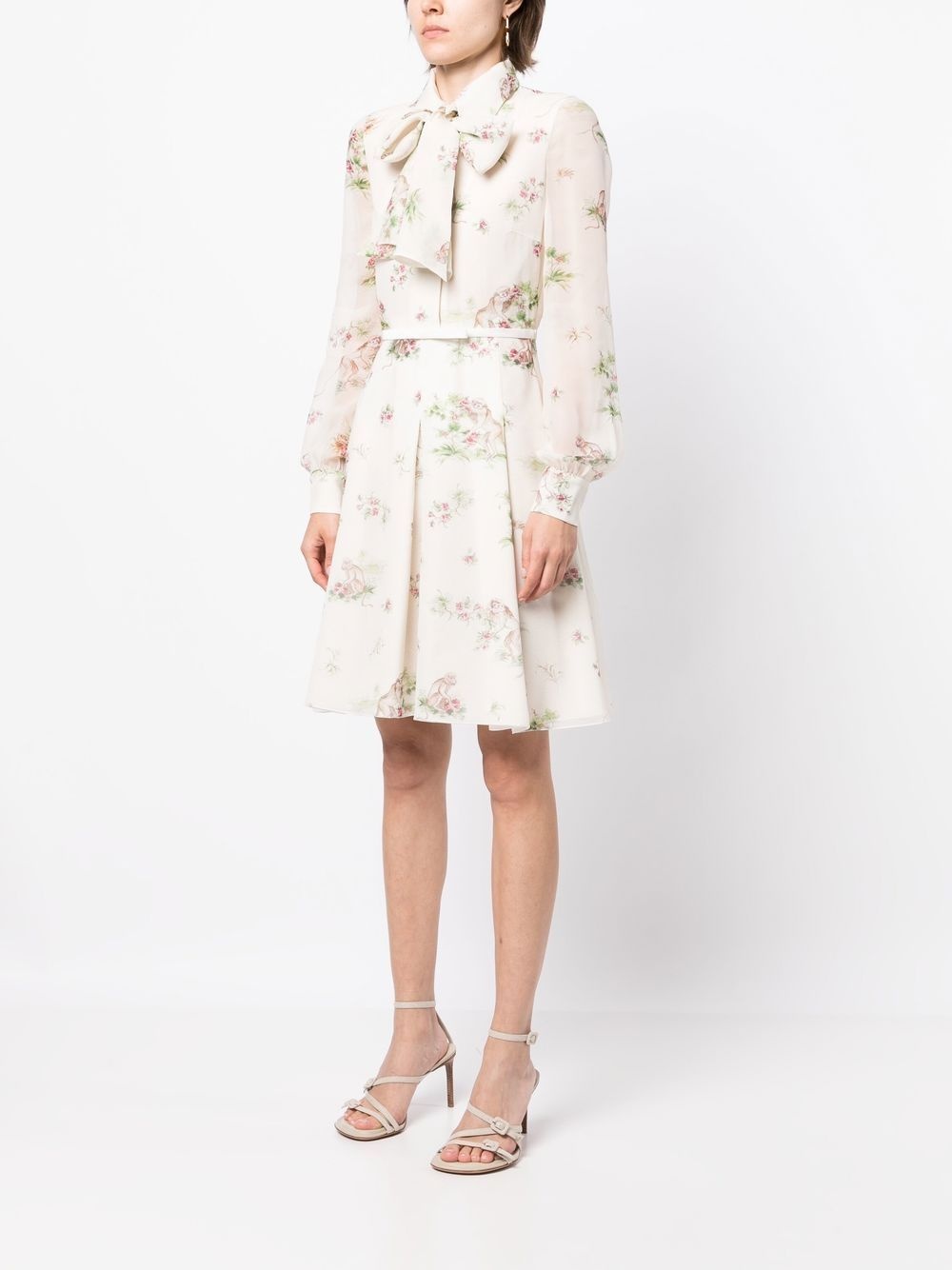 floral-print silk dress - 3