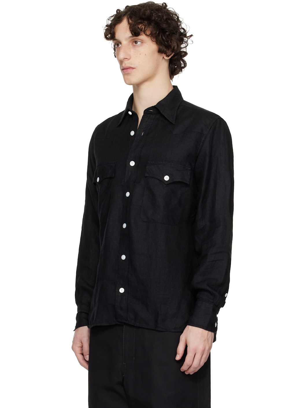 Black Two-Pocket Western Shirt - 4