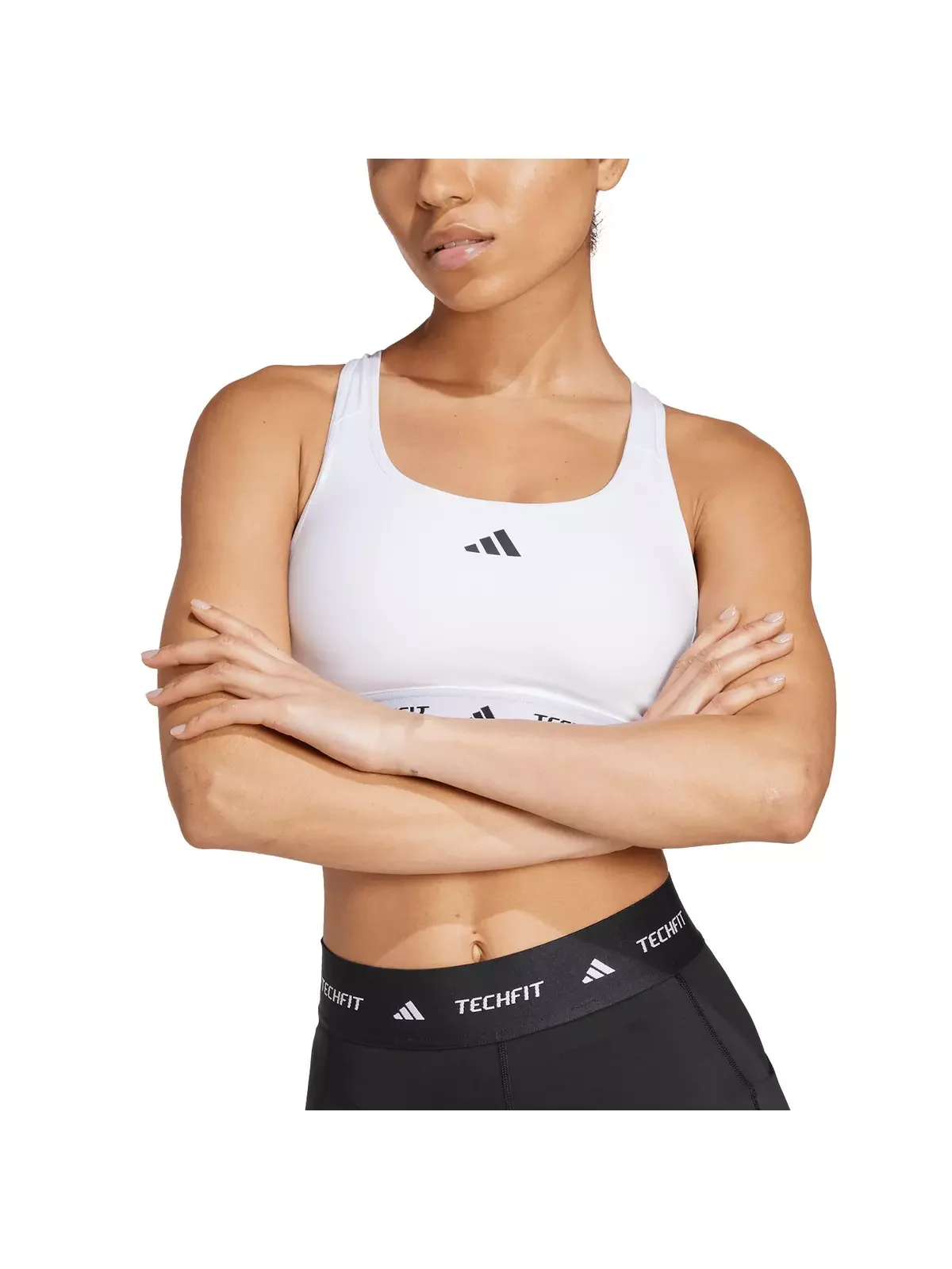 Women's Medium Support TECHFIT Bra-White - 1