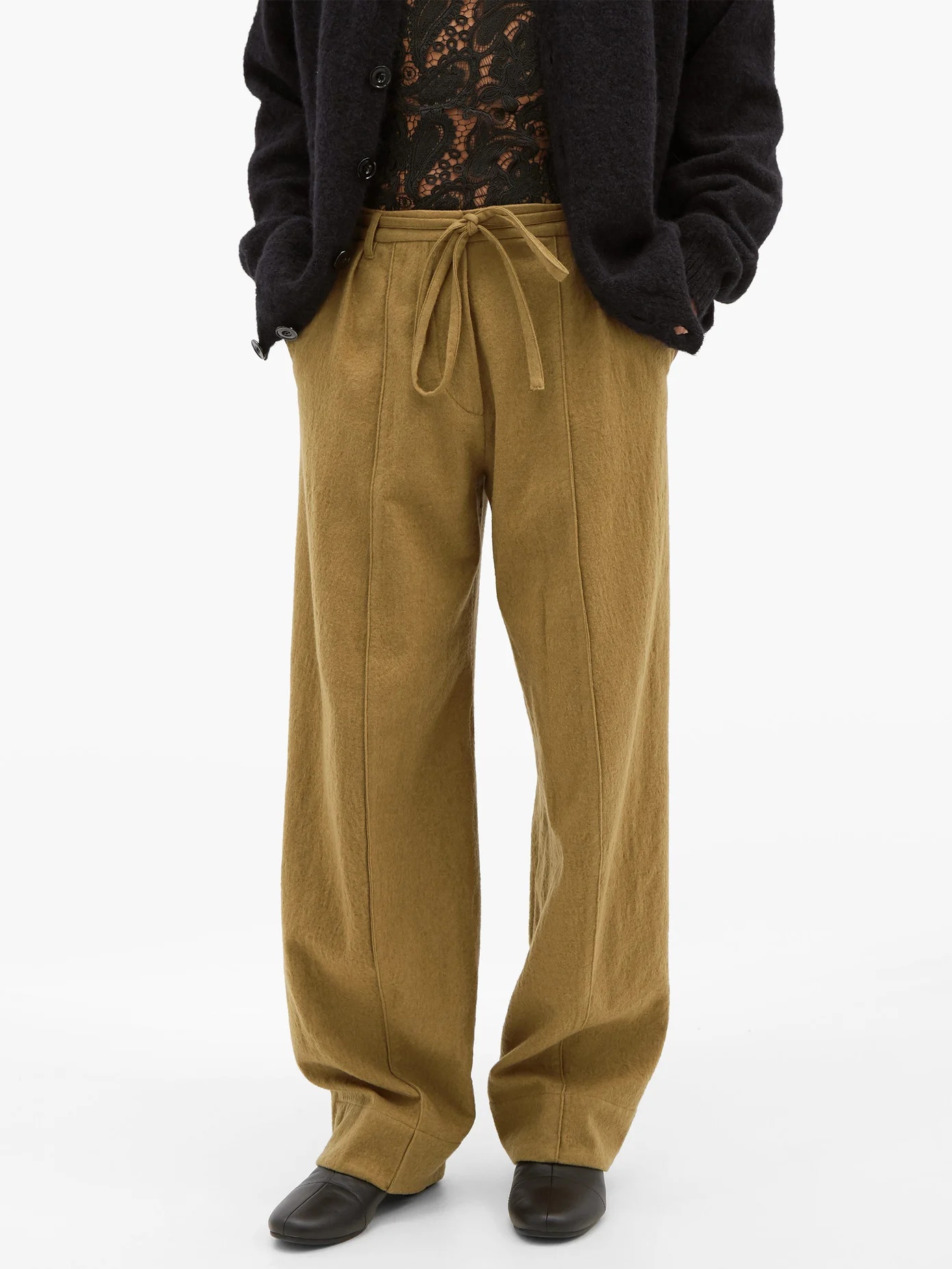 Corded-waist cotton-blend twill trousers - 6