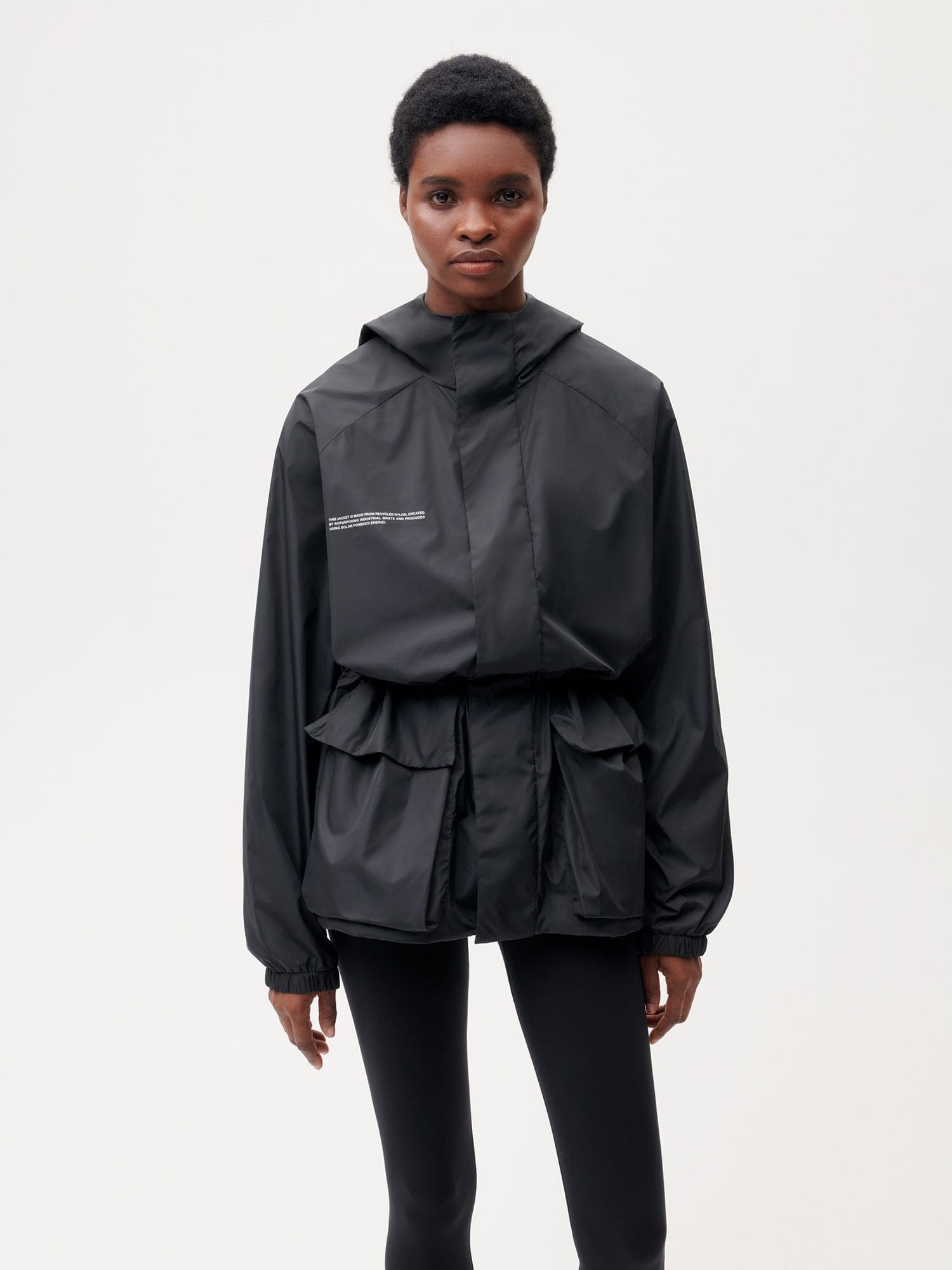 Womens Nylon Color Block Jacket - Black - 2