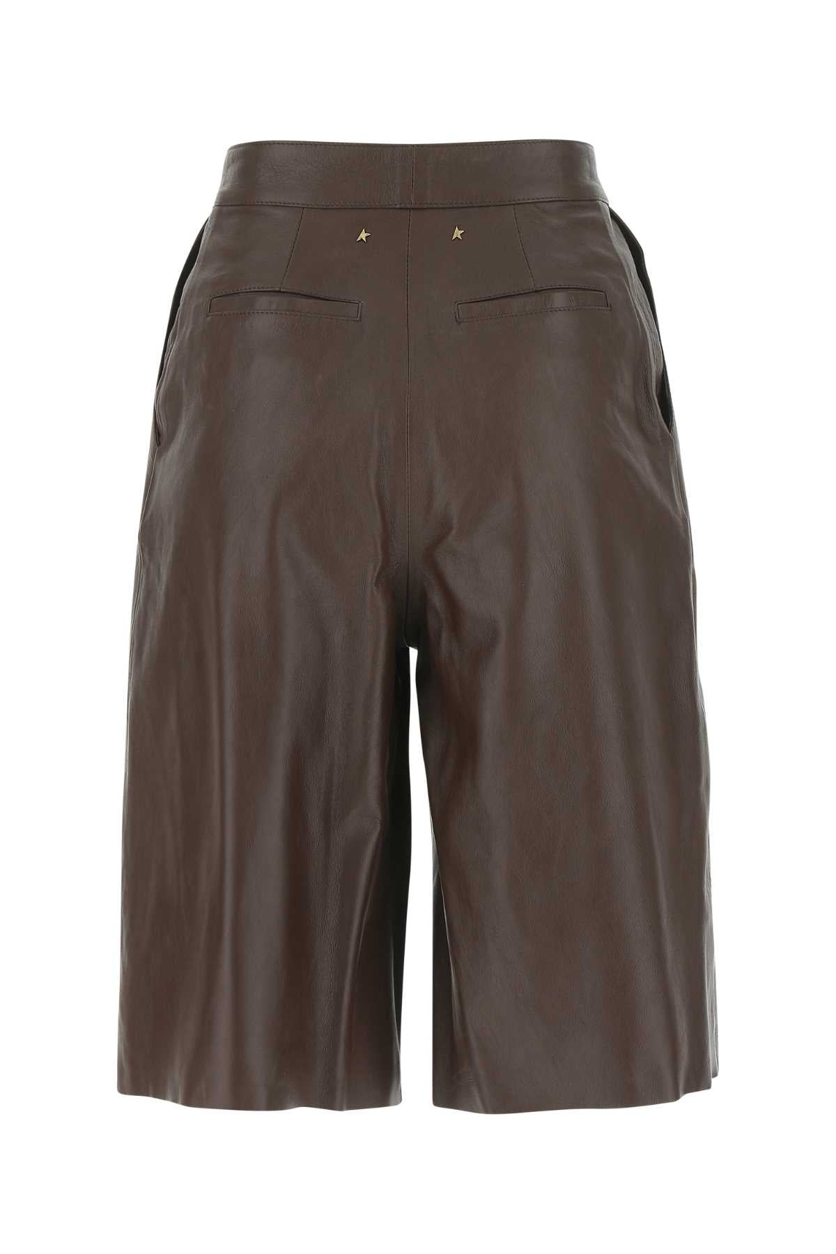 Golden Goose Deluxe Brand Women Brown Leather Bermuda Shorts - 2