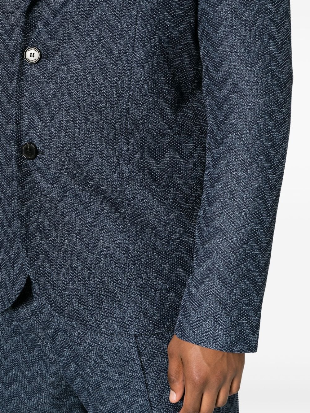 zigzag-knit single-breasted blazer - 5