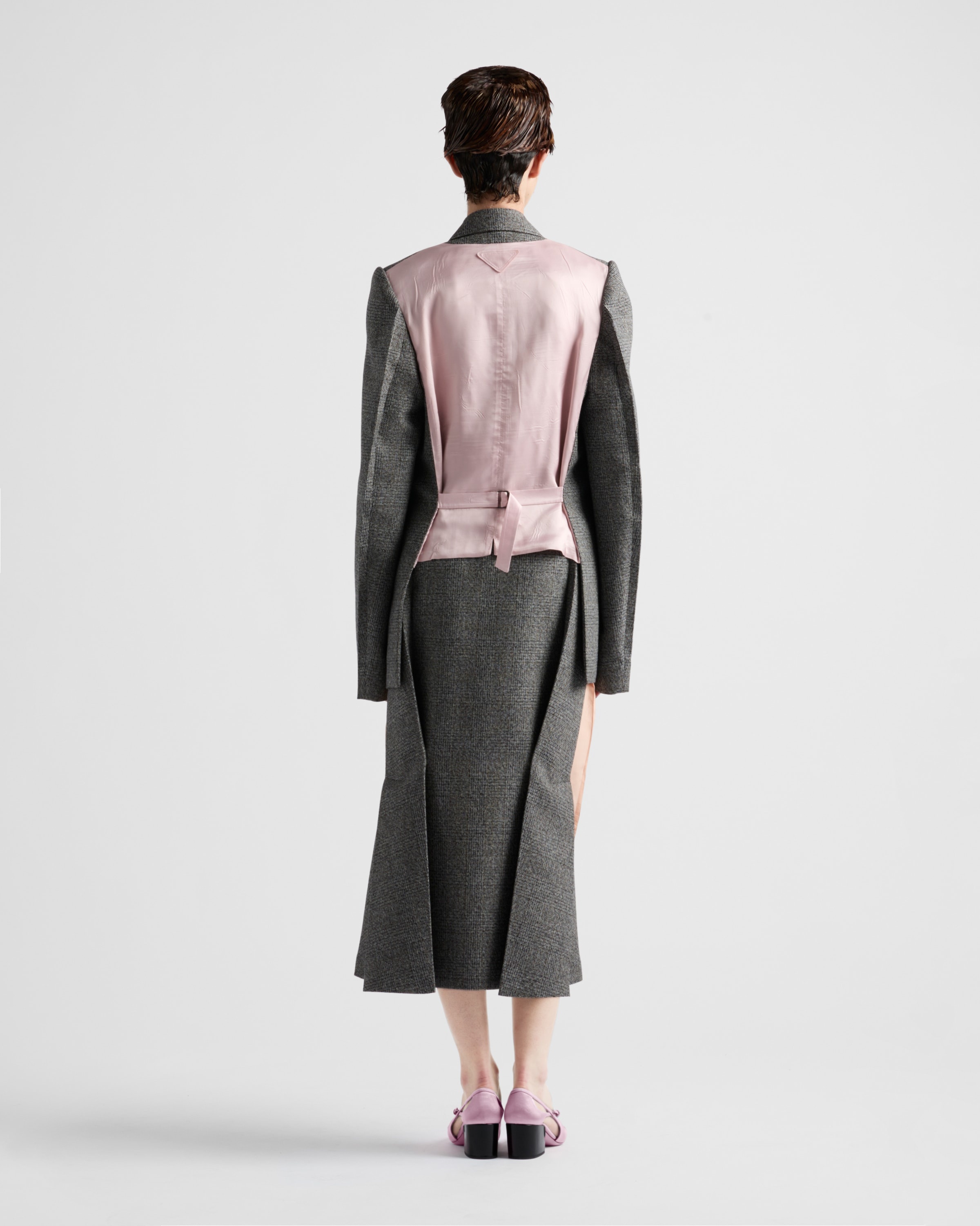 Deconstructed Prince of Wales checked mouliné wool midi-skirt - 5