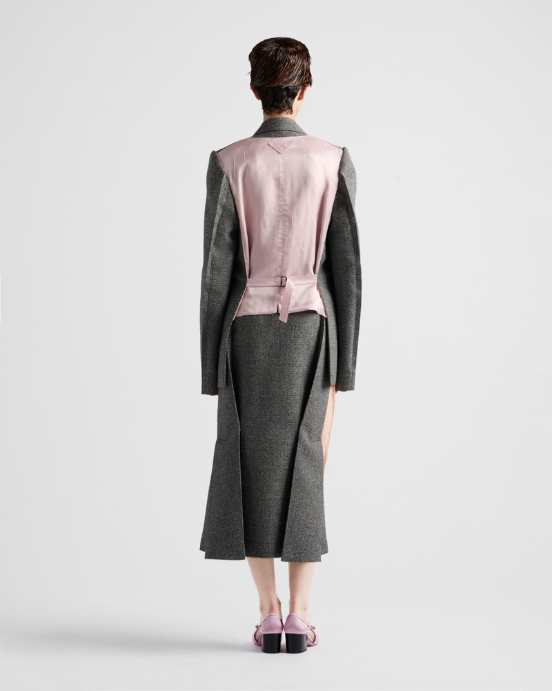 Deconstructed Prince of Wales checked mouliné wool midi-skirt 5