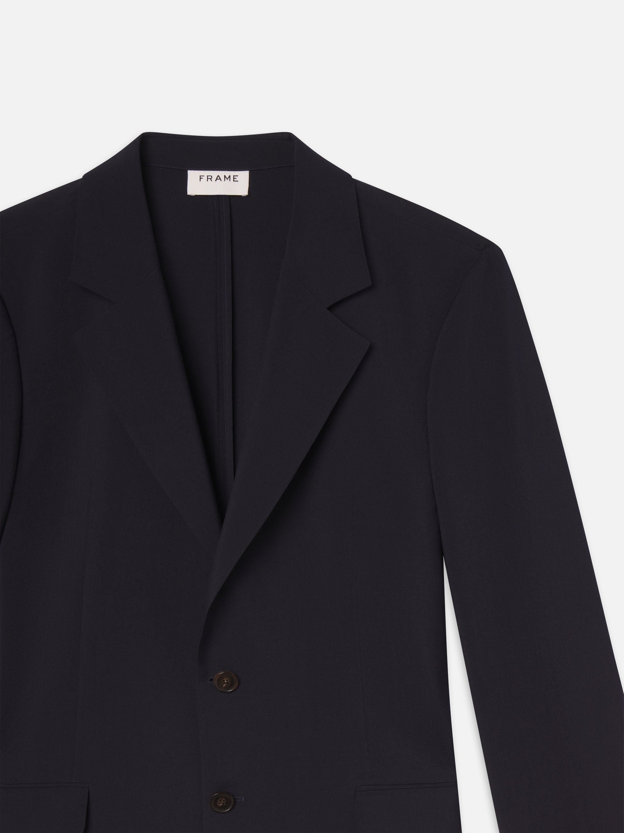 Unlined Wool Blazer in Dark Navy - 2