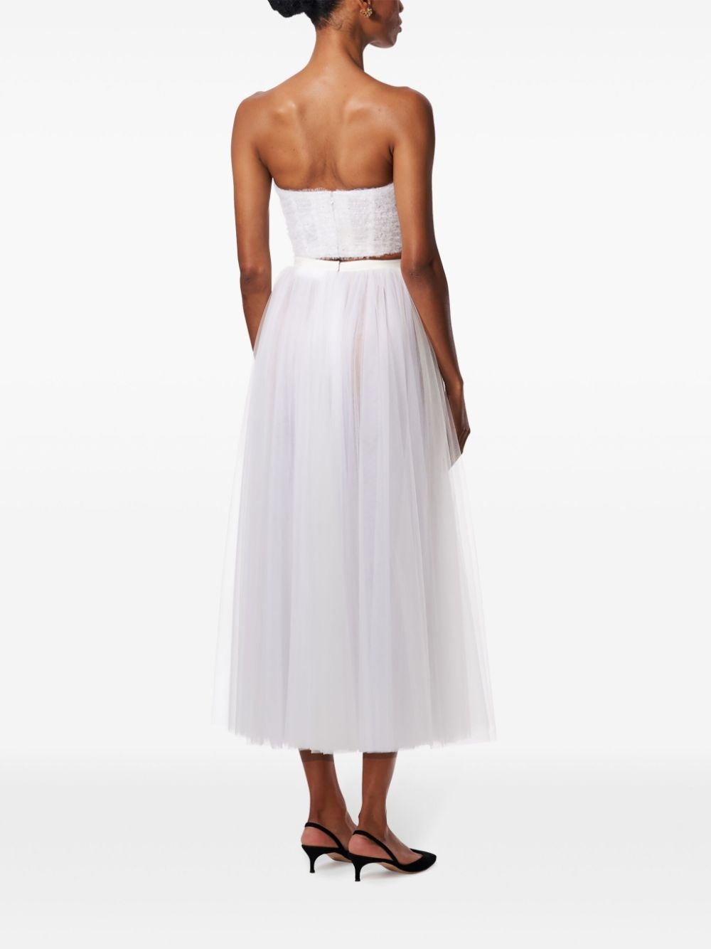 sequin-embellished tulle cropped top - 3