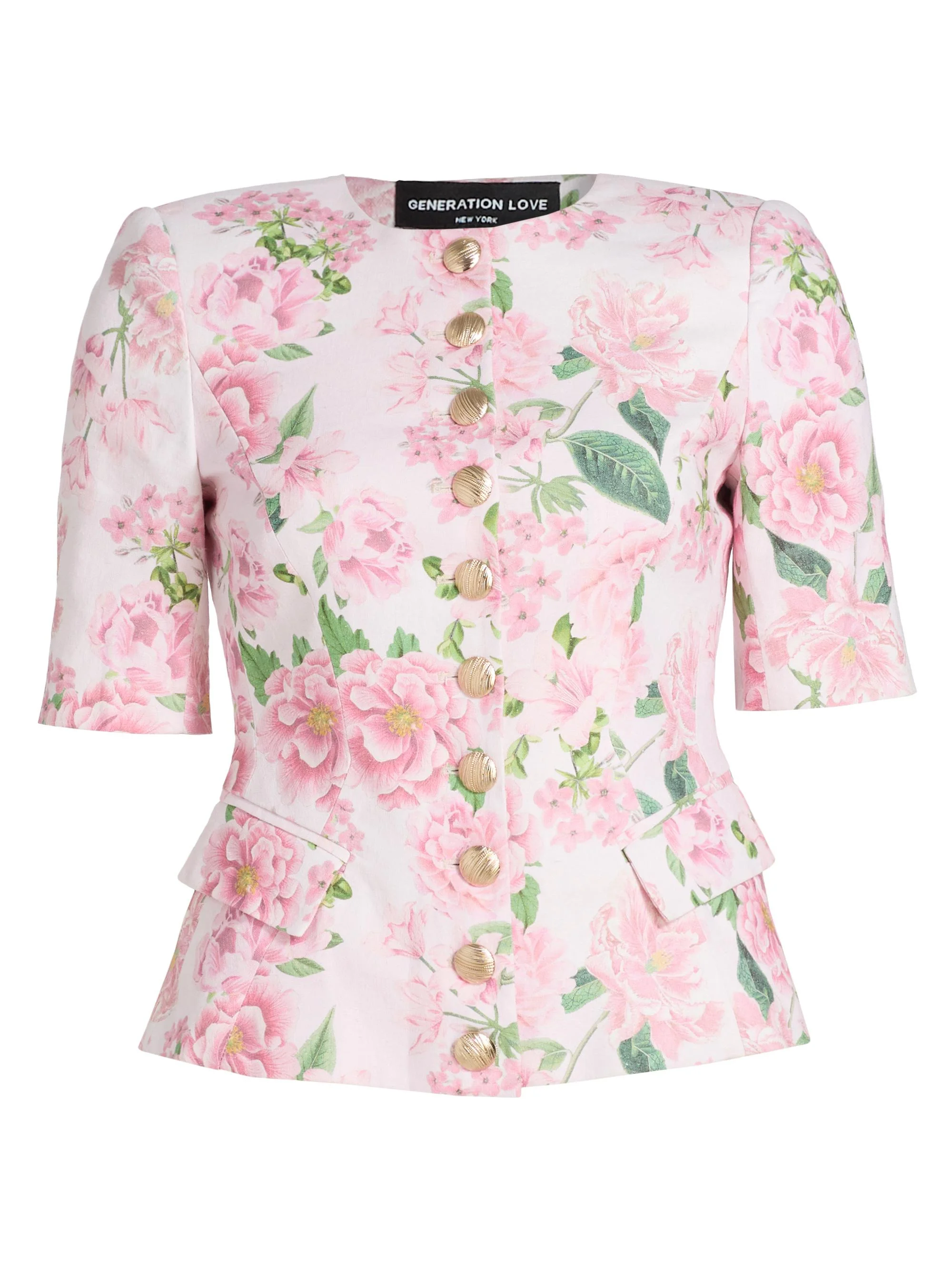 Women's Adriana Floral Linen Jacket - Pink Petal Dream - 1