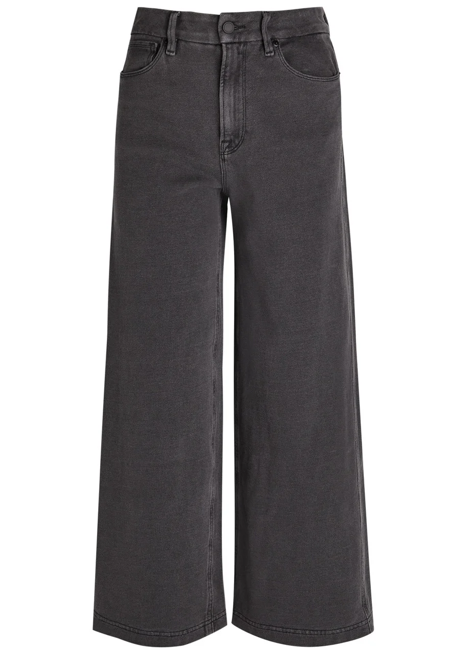 Good American Jeanius Cropped Wide-leg Sweatpants - 1
