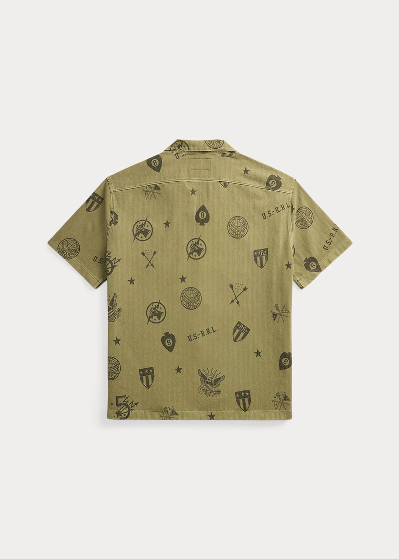 RRL by Ralph Lauren Knit Herringbone Twill Camp Shirt outlook