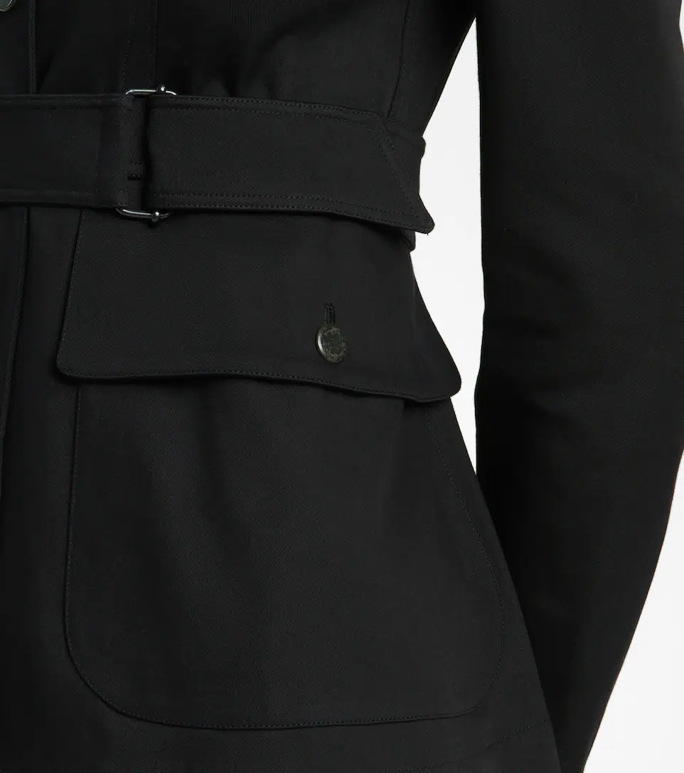 Belted cotton gabardine jacket - 5