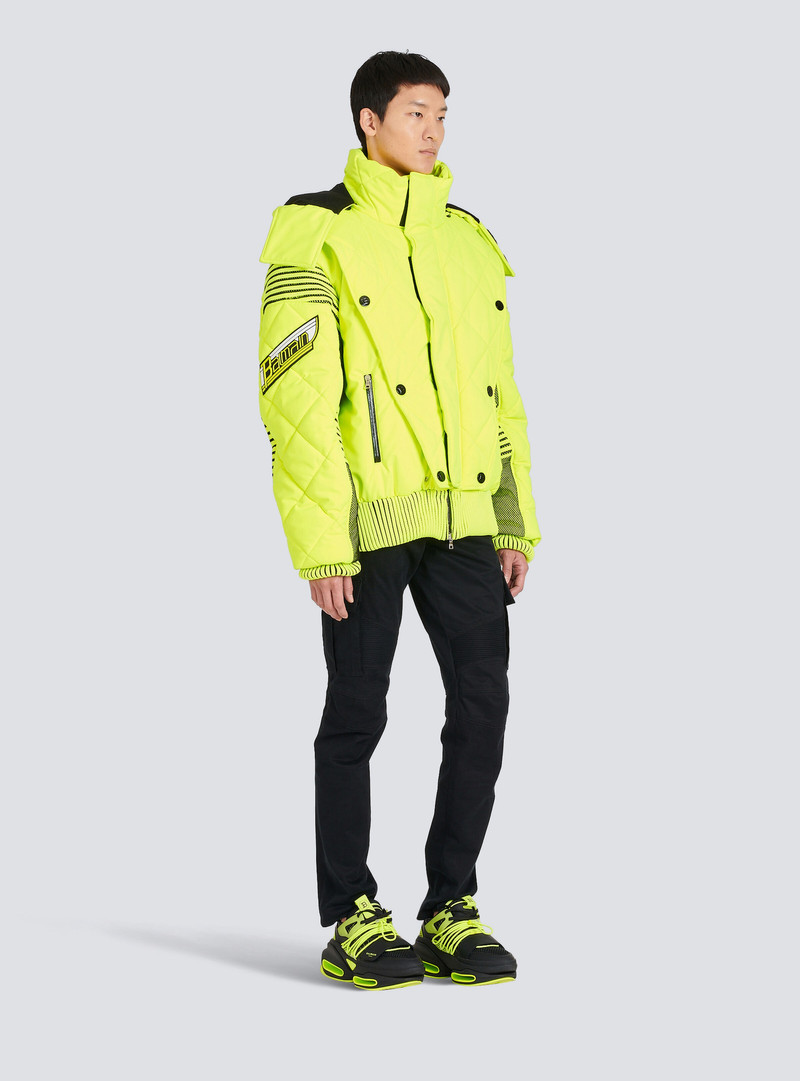 Hooded neon quilted jacket 5