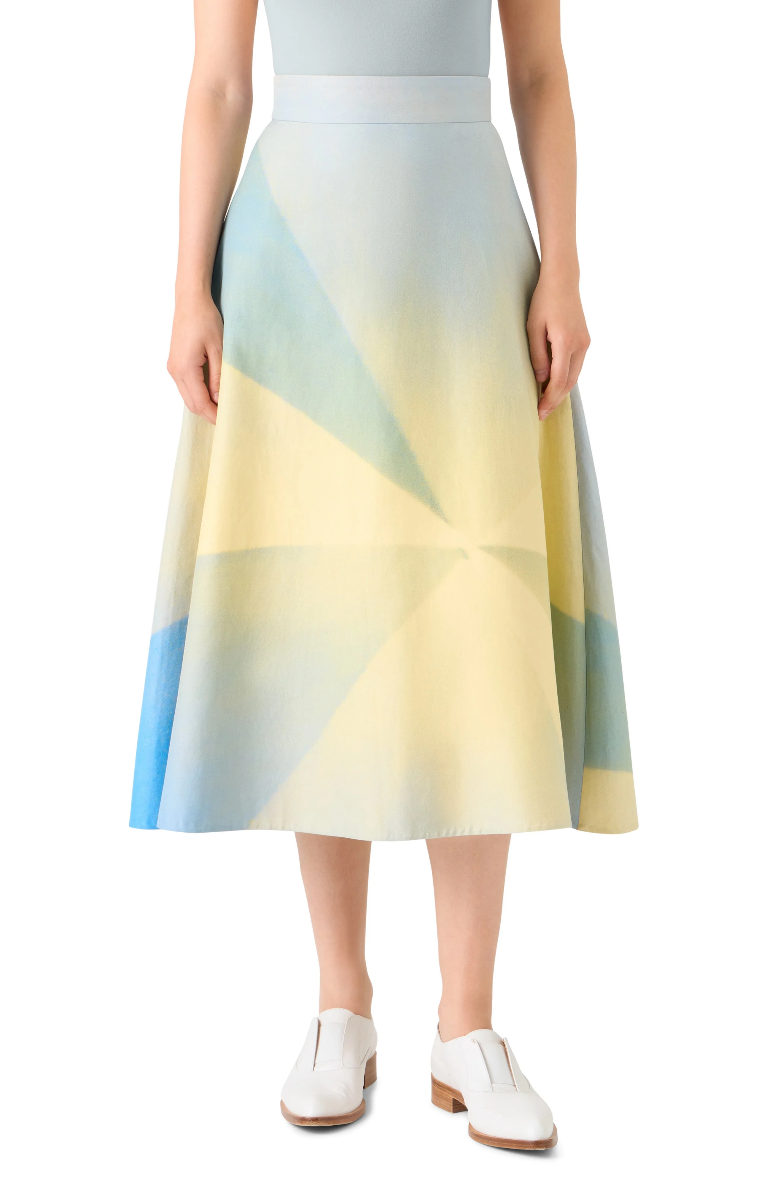 Akris Sunbeam A-Line Cotton Midi Skirt in Multicolor at Nordstrom - 1