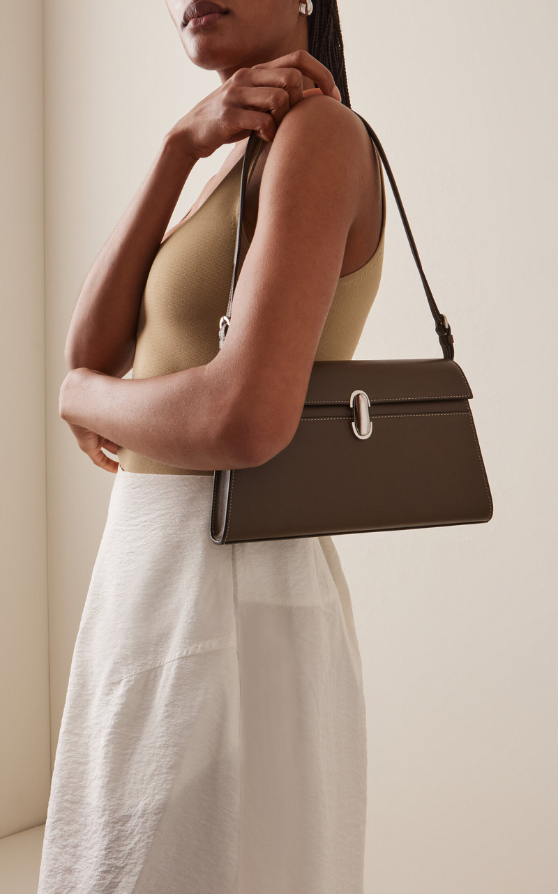 SAVETTE The Symmetry Leather Shoulder Bag brown outlook