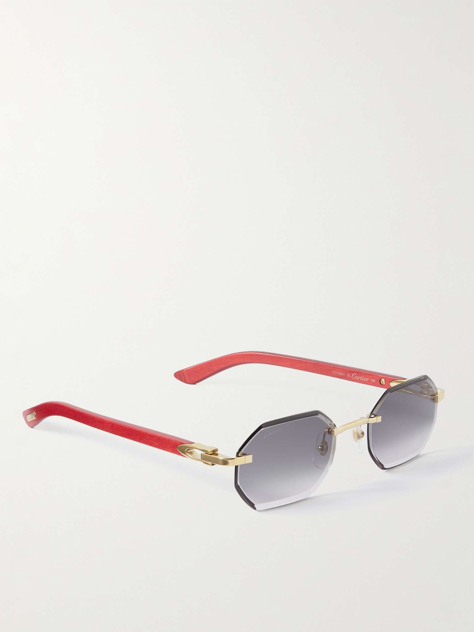 Octagon-Frame Gold-Tone and Wood Sunglasses - 3