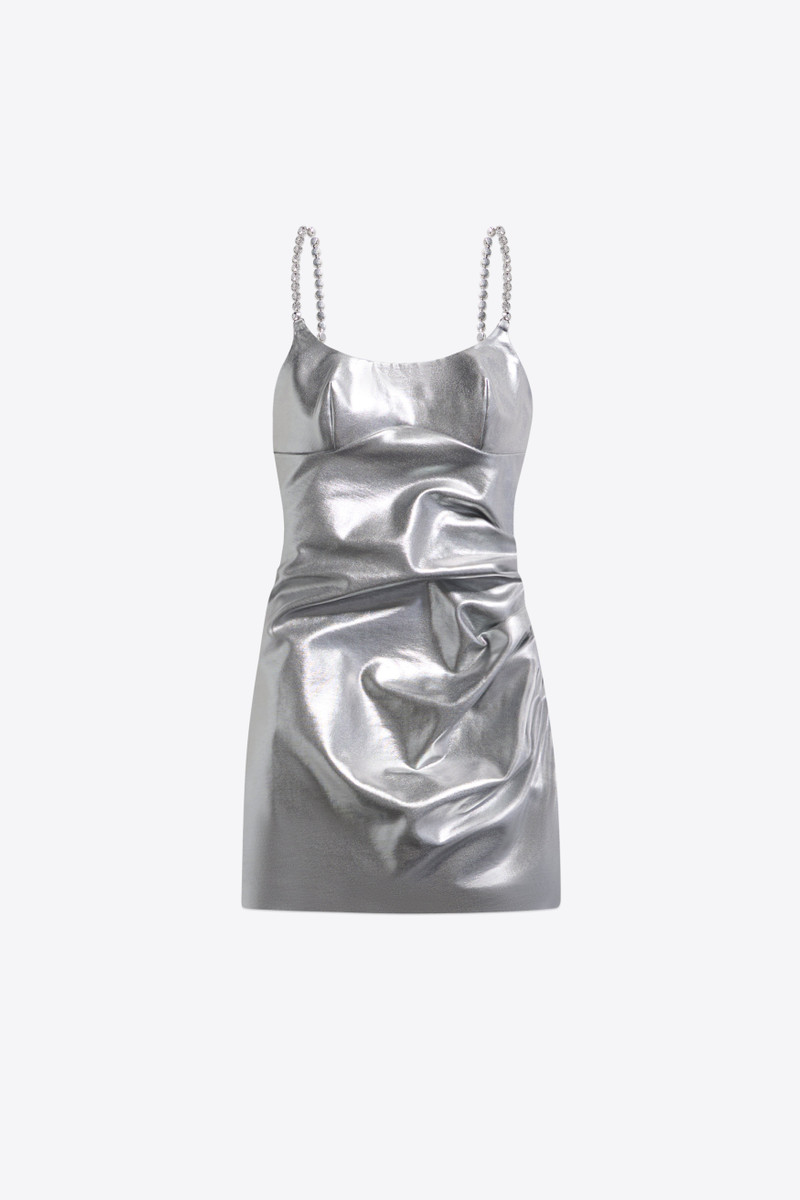 CRYSTAL STRAP METALLIC MINI DRESS 1