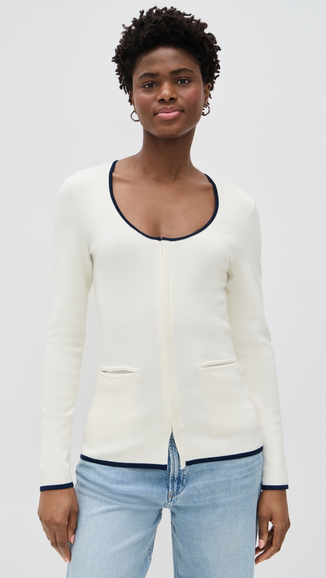 Ella Scoop Neck Zip Up Cardigan - 6