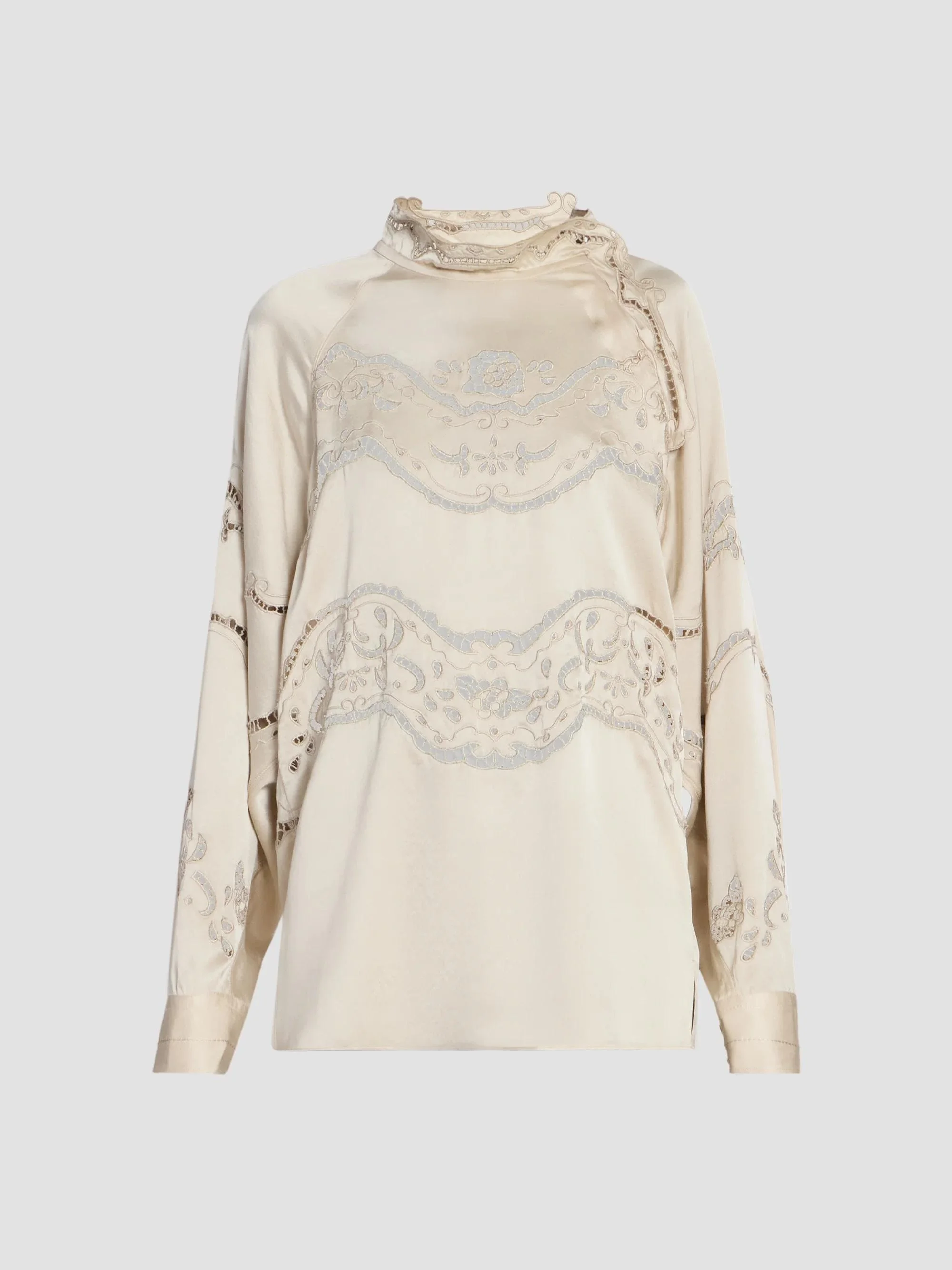 Women's Enelia Embroidered Stretch-Silk Top - Champagne - 1