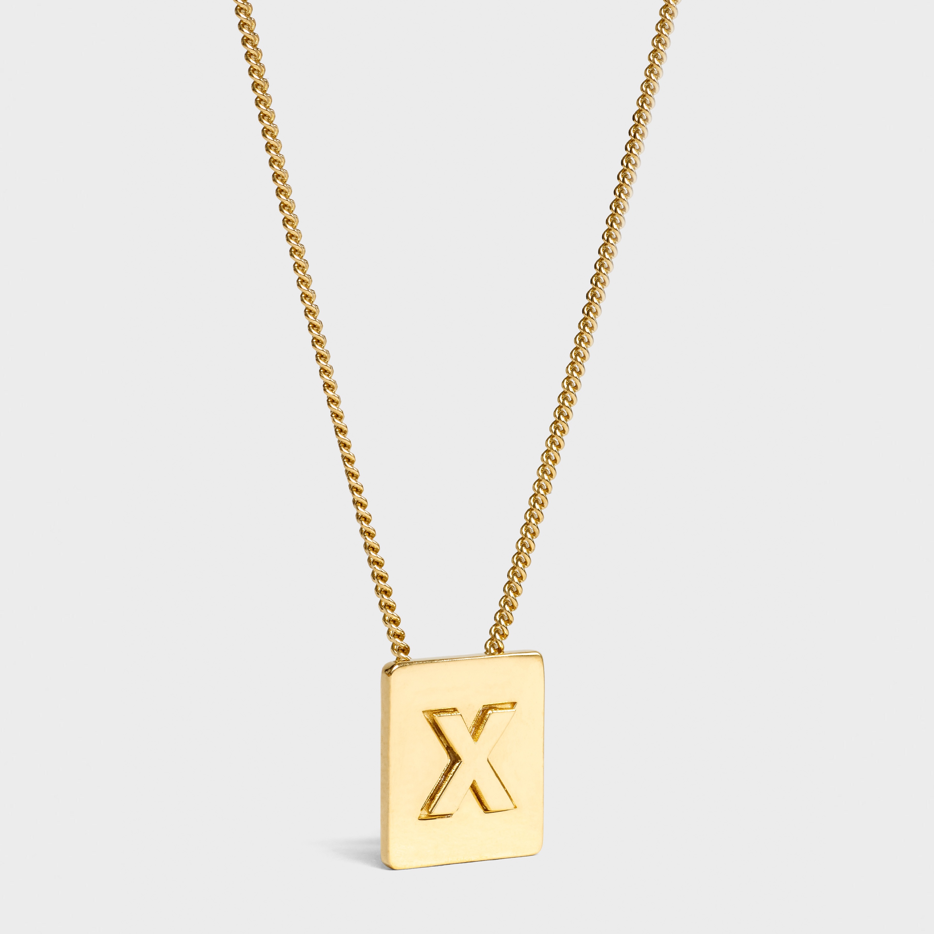 Alphabet X Necklace in Brass with Gold finish - 1