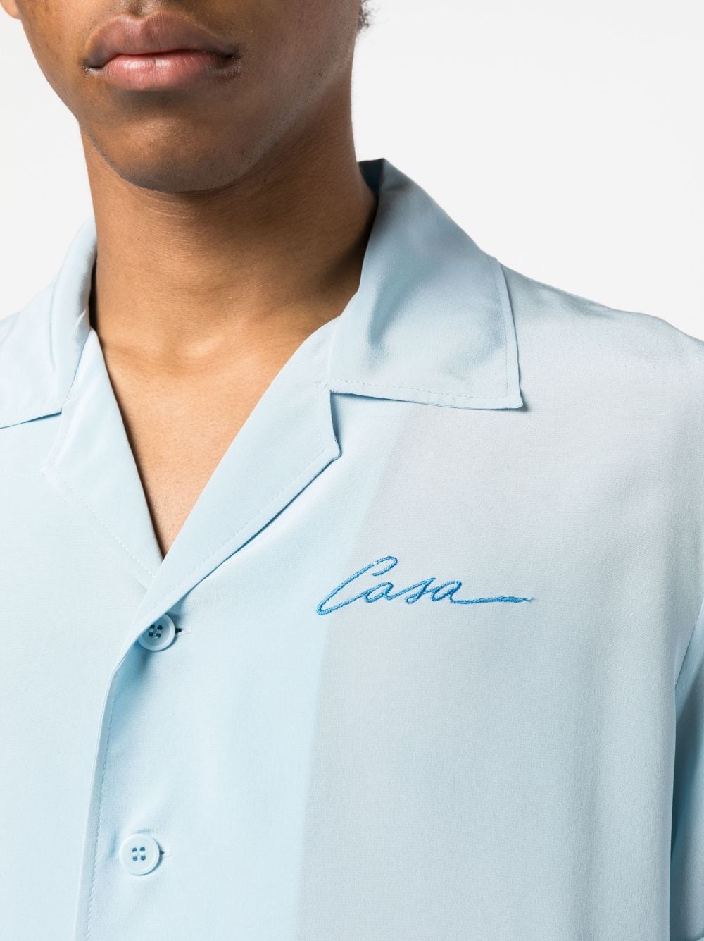 CASABLANCA - Embroidered Logo Silk Shirt