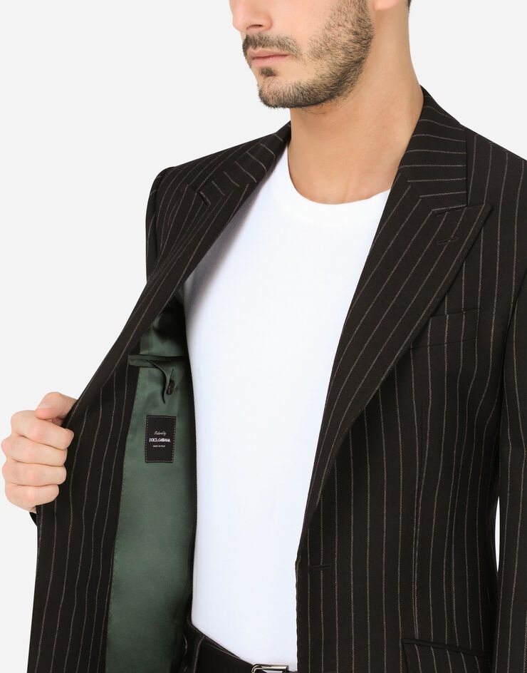 Pinstripe wool Beat-fit jacket - 6