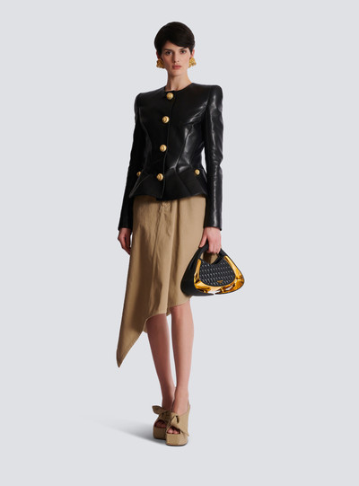 Balmain Asymmetrical pleated skirt in cotton canvas outlook