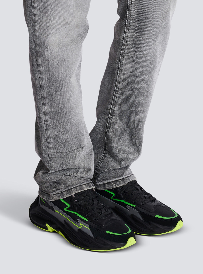 Balmain Run-Row leather and nylon trainers outlook